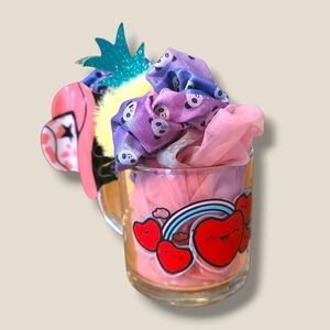 Cute Heart Rainbow Glass Mug with Pink & Purple Accessories